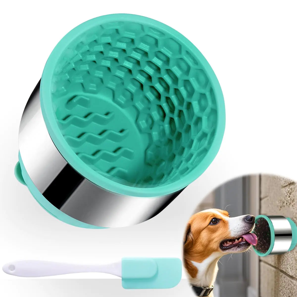 2 in 1 Slow Feeder Dog Bowls - Dog Slow Feeder Bowl with Lick Mat for Double Slowing Down Eating Silicone Dog Treat Bowls with Non-Slip Suction Cup Anxiety Relief Feeder Dog Bowls for Small Breed