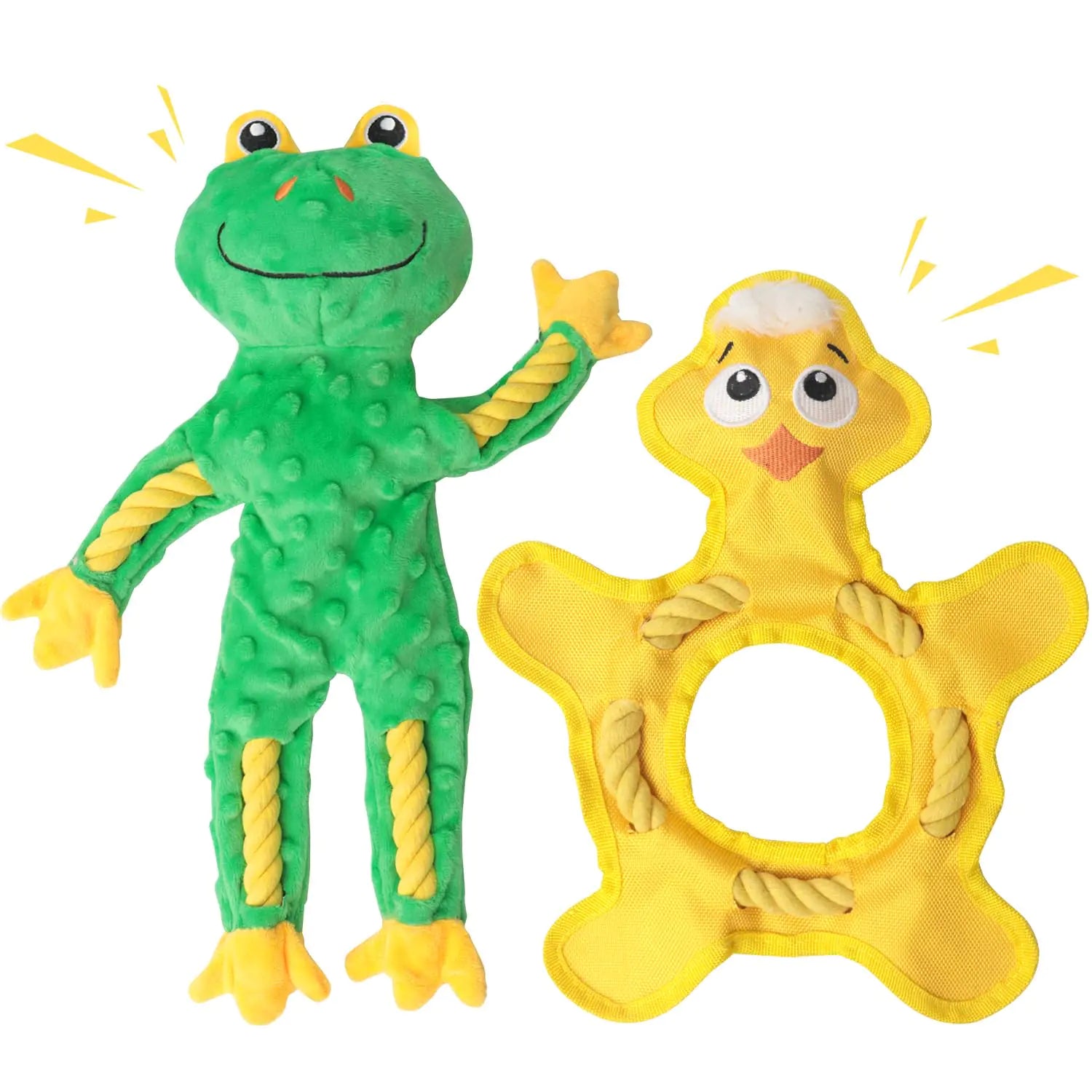 HUGEME Rope Dog Toys for Large Dogs Plush Tug of War Dog Toys Squeaky Dog Toys to Keep Them Busy Interactive Dog Toys for Small Medium Dogs