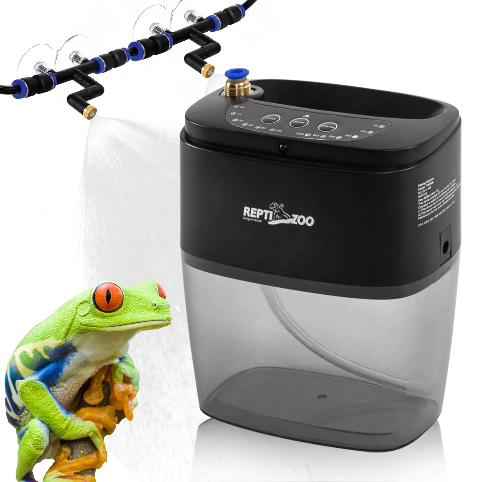 REPTI ZOO 800ml Reptile Mister Fogger Portable Mister for Reptile Tank Reptile Enclosure Misting System Terrarium Mister with 2PCS Nozzles for Reptiles/Amphibians