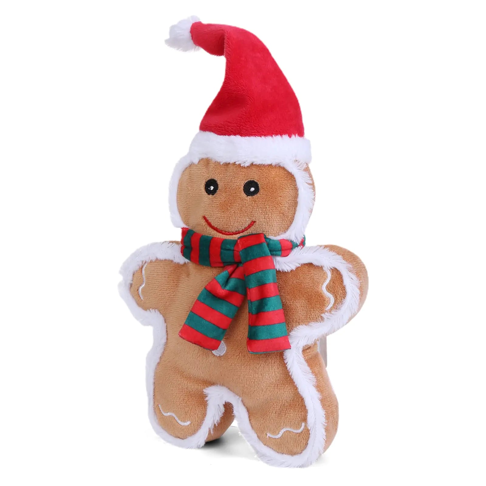 DODODOLA Dog Toys for Dogs Squeaky Dog Toys Christmas Gingerbread Man Plush Dog Toys Stuffed Dog Toys with Crinkle Paper for Large Dogs Medium Puppy