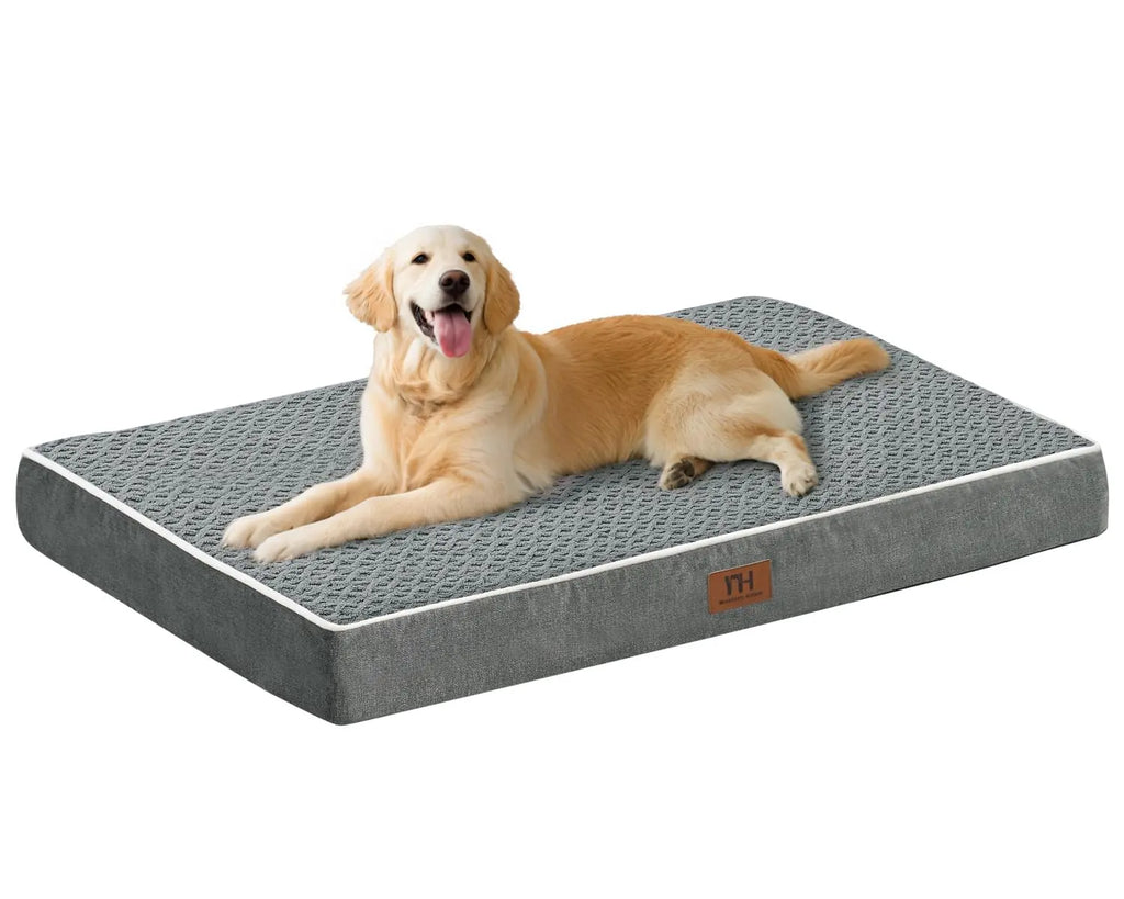 Dog Beds Large Sized DogXL Orthopedic Washable & Waterproof Dog Crate Bed W/Removable Cover Big Plush Pet Bed Mat Egg Crate Foam Dog Bed