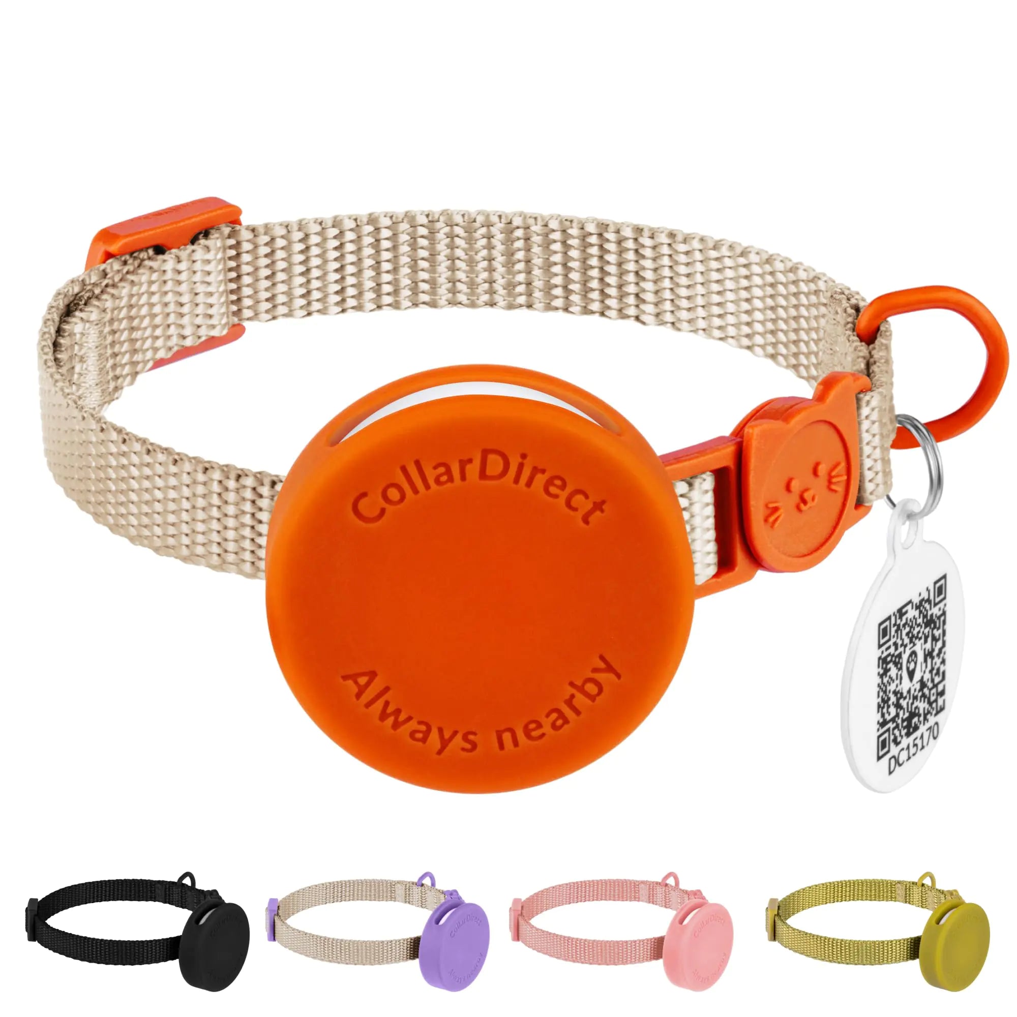 CollarDirect Airtag Cat Collar with ID Cat Tag - Breakaway Nylon Cat Airtag Collar for Kitten Small Big Cat - Cat Collar with Airtag Holder and Pet Tag for Boy Girl Cat (Orange S)